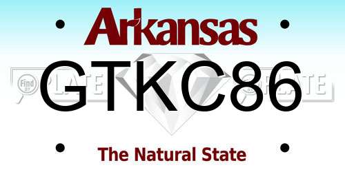 GTKC86 Arkansas License Plate
