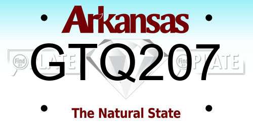 GTQ207 Arkansas License Plate