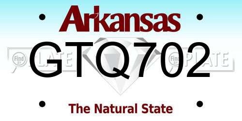 GTQ702 Arkansas License Plate