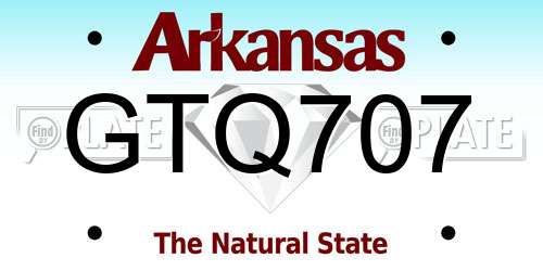 GTQ707 Arkansas License Plate
