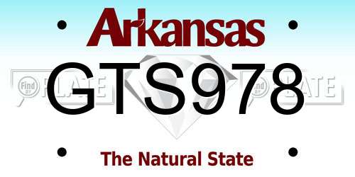 GTS978 Arkansas License Plate