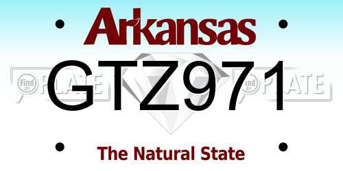 GTZ971 Arkansas License Plate