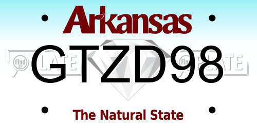 GTZD98 Arkansas License Plate