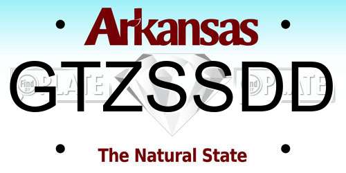 GTZSSDD Arkansas License Plate
