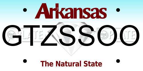 GTZSSOO Arkansas License Plate