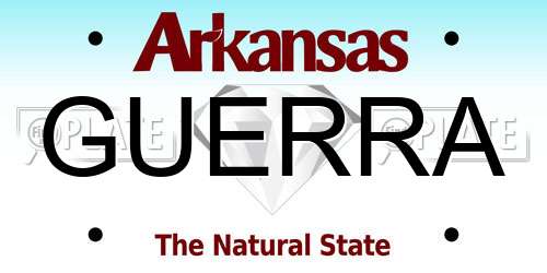 GUERRA Arkansas License Plate