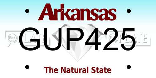 GUP425 Arkansas License Plate