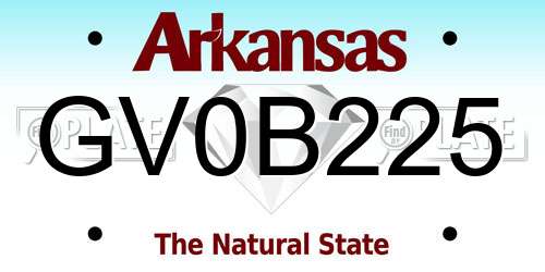GV0B225 Arkansas License Plate