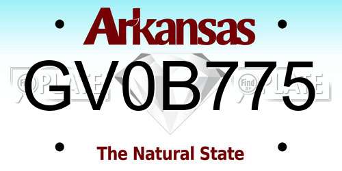 GV0B775 Arkansas License Plate