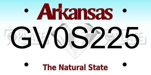GV0S225 Arkansas License Plate