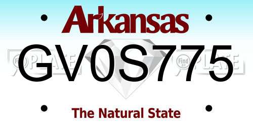 GV0S775 Arkansas License Plate