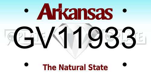 GV11933 Arkansas License Plate