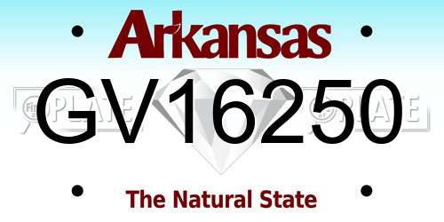 GV16250 Arkansas License Plate