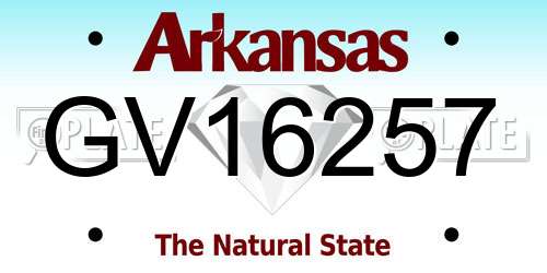 GV16257 Arkansas License Plate