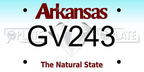GV243 Arkansas License Plate