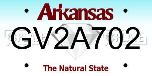 GV2A702 Arkansas License Plate