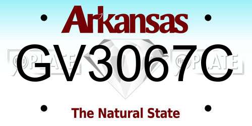 GV3067C Arkansas License Plate