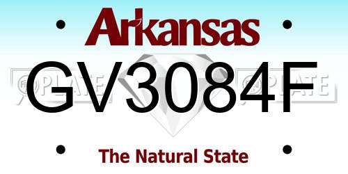 GV3084F Arkansas License Plate