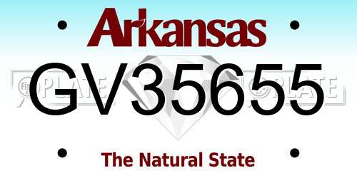 GV35655 Arkansas License Plate