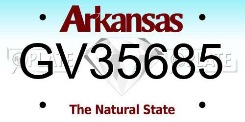 GV35685 Arkansas License Plate