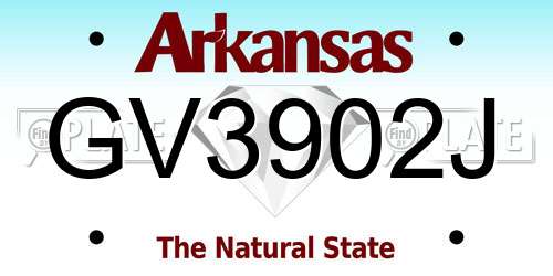 GV3902J Arkansas License Plate
