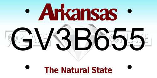 GV3B655 Arkansas License Plate