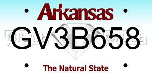 GV3B658 Arkansas License Plate
