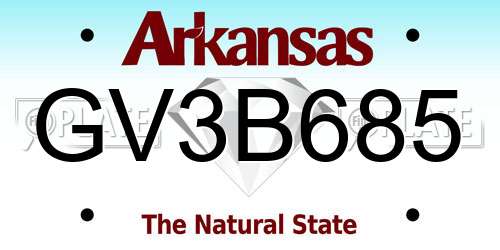 GV3B685 Arkansas License Plate