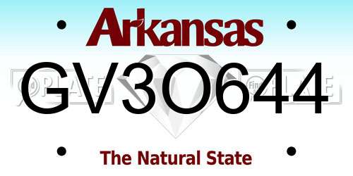 GV3O644 Arkansas License Plate