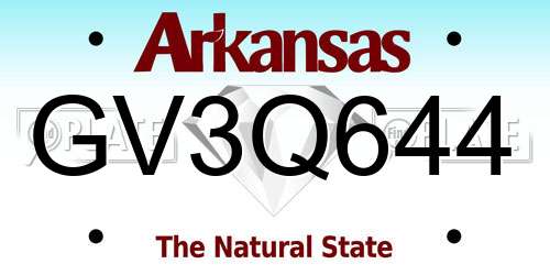 GV3Q644 Arkansas License Plate