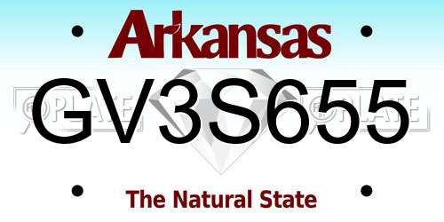GV3S655 Arkansas License Plate