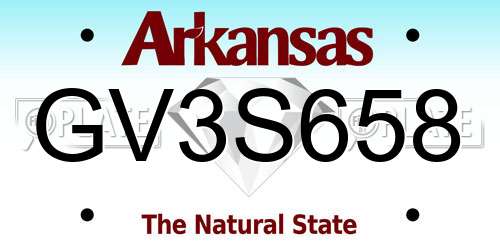 GV3S658 Arkansas License Plate