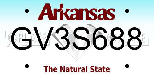 GV3S688 Arkansas License Plate