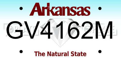GV4162M Arkansas License Plate