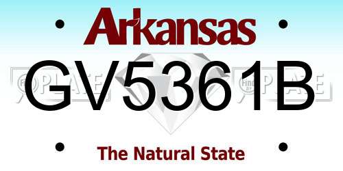 GV5361B Arkansas License Plate