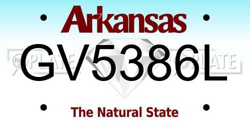 GV5386L Arkansas License Plate