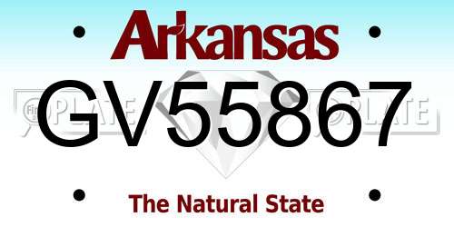 GV55867 Arkansas License Plate
