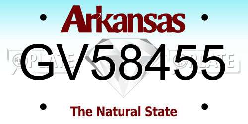 GV58455 Arkansas License Plate