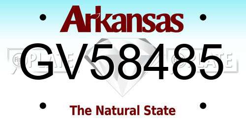GV58485 Arkansas License Plate