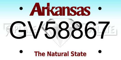 GV58867 Arkansas License Plate