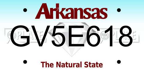 GV5E618 Arkansas License Plate