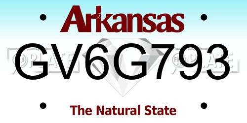 GV6G793 Arkansas License Plate