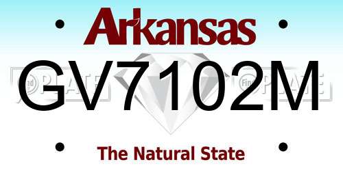 GV7102M Arkansas License Plate