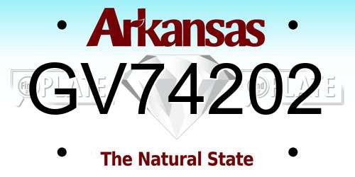 GV74202 Arkansas License Plate
