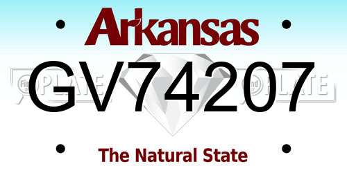 GV74207 Arkansas License Plate