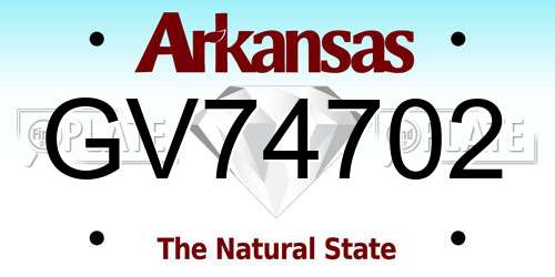 GV74702 Arkansas License Plate
