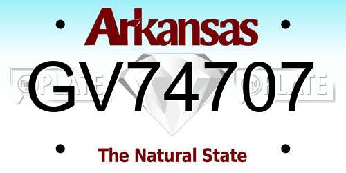 GV74707 Arkansas License Plate