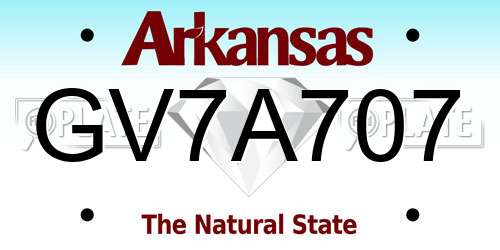 GV7A707 Arkansas License Plate