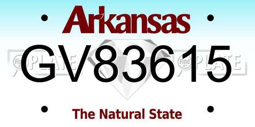 GV83615 Arkansas License Plate