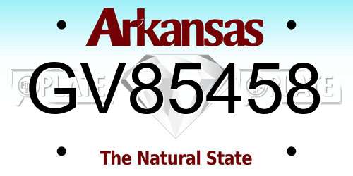 GV85458 Arkansas License Plate